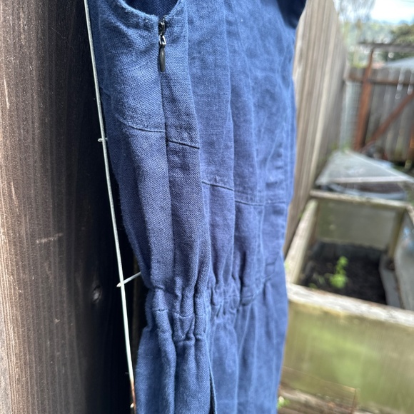 Rachel Comey blue linen shorts sleeve button up jumpsuit - Picture 4 of 8